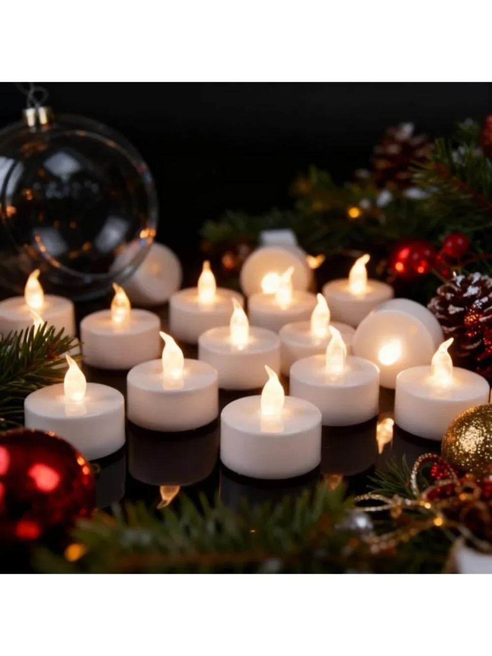 Realistic Flameless LED Tea Light Candles - 200pcs Battery Operated Warm White